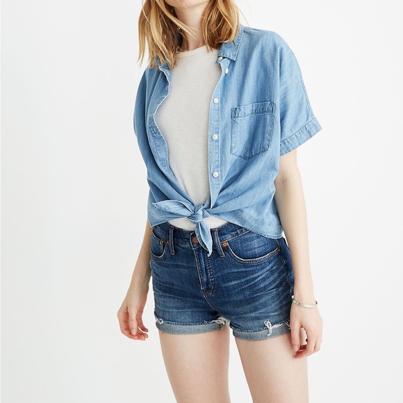 Madewell High Rise Denim Cutoff Shorts in Glenoaks Wash Size 26 - Picture 1 of 11